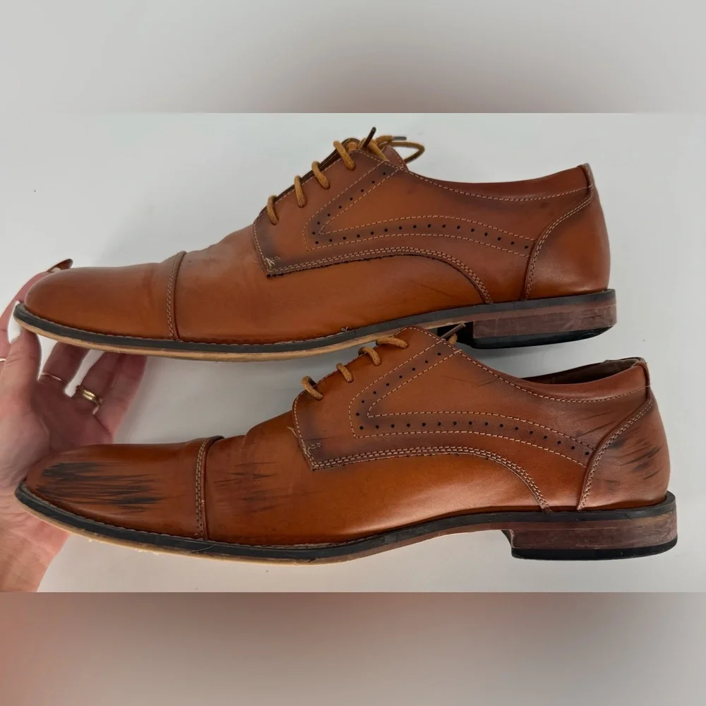 Vostey Men's Leather Oxford Derby Shoes